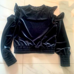 The fifth label , navy blue velvet top